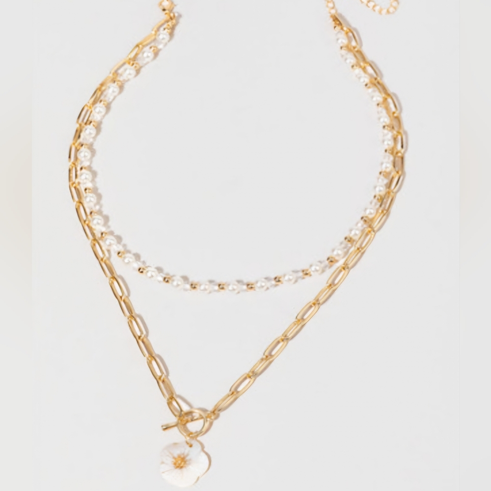 Gold and Pearl Layered Necklace